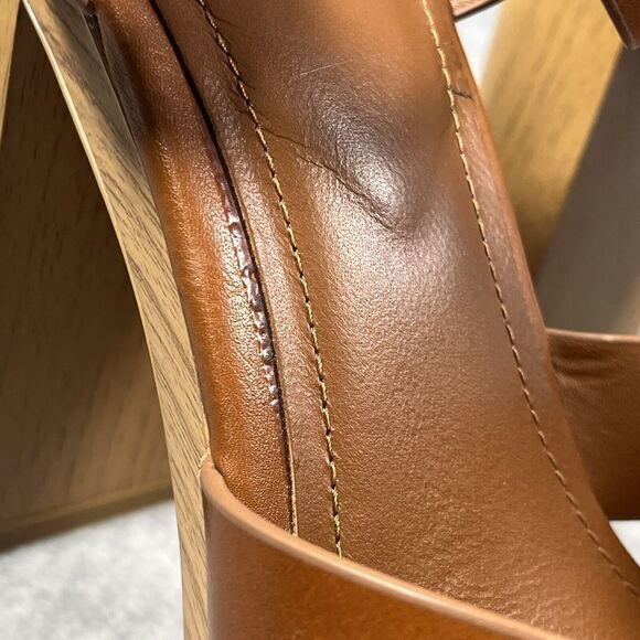 Zara‎ Block Leather Platform Women's 8 US /39 EU Wide Heels Ankle Buckle Strap - Picture 14 of 15